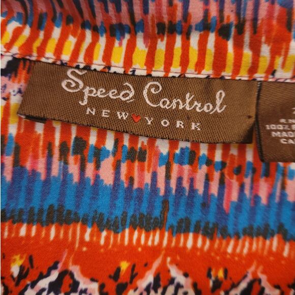 Speed Control Rainbow Tribal Print Mini Dress 2X Babydoll Boho Indie Fit Flare - Picture 4 of 10